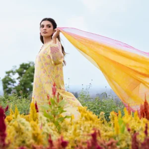 Unstitched Yellow Embroidered Lawn 3 Piece – EWU5V1-31441-3P
