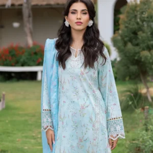 Unstitched Light Aqua Embroidered Lawn 3 Piece – EWU5V1-31438-3P