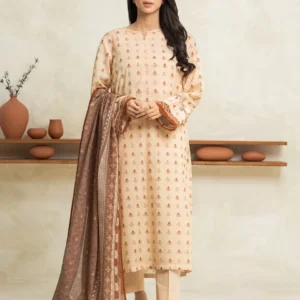 Unstitched Dark Cream Printed Lawn 3 Piece – EWU24A1-29148-3P