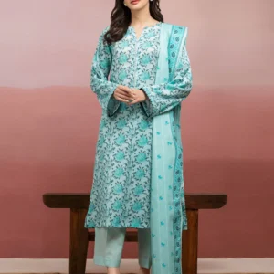 Unstitched Light Blue Printed Lawn 3 Piece – EWU5A1-35229-3P