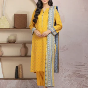 Unstitched Light Gold Printed Lawn 2 Piece – EWU5A1-35607ST
